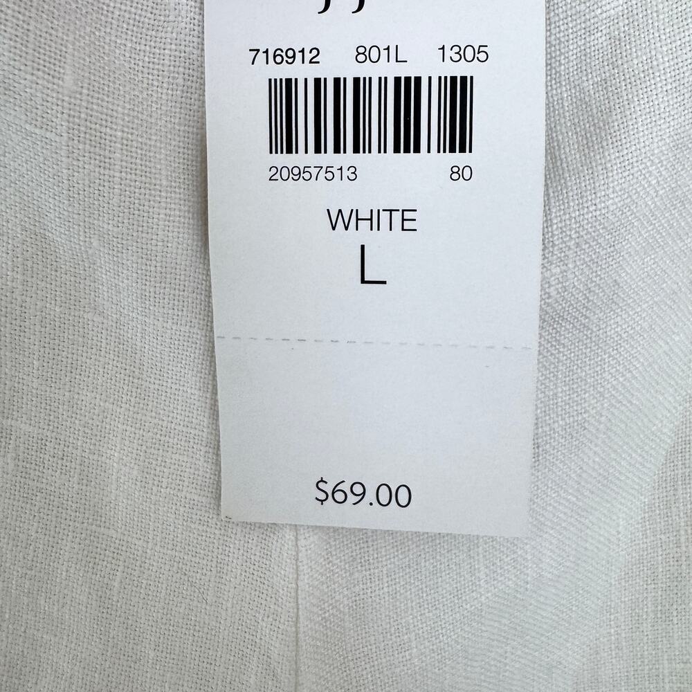 J. Jill Womens Wide Leg 100% Linen Pants Size L Summer Beachy Comfy Vaca White - Picture 3 of 4